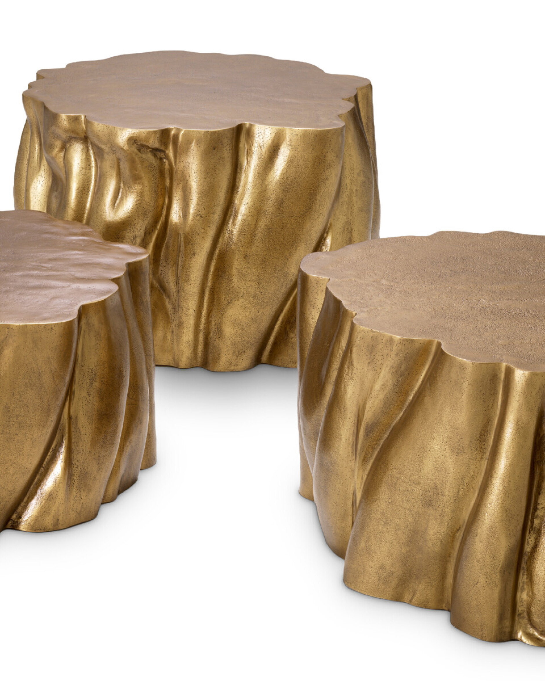 Frederico Couchtisch antikes Messing 3er Set