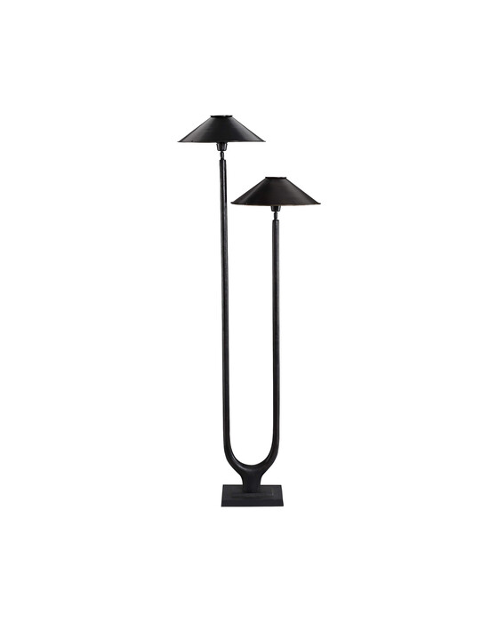 Twin golvlampa antik brons