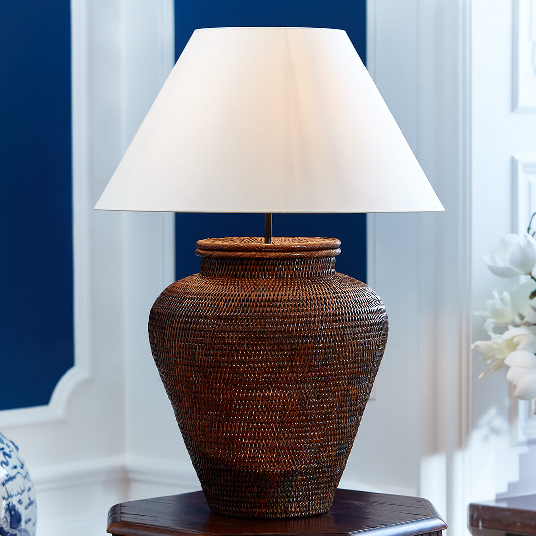 Cognac Table Lamp Rattan