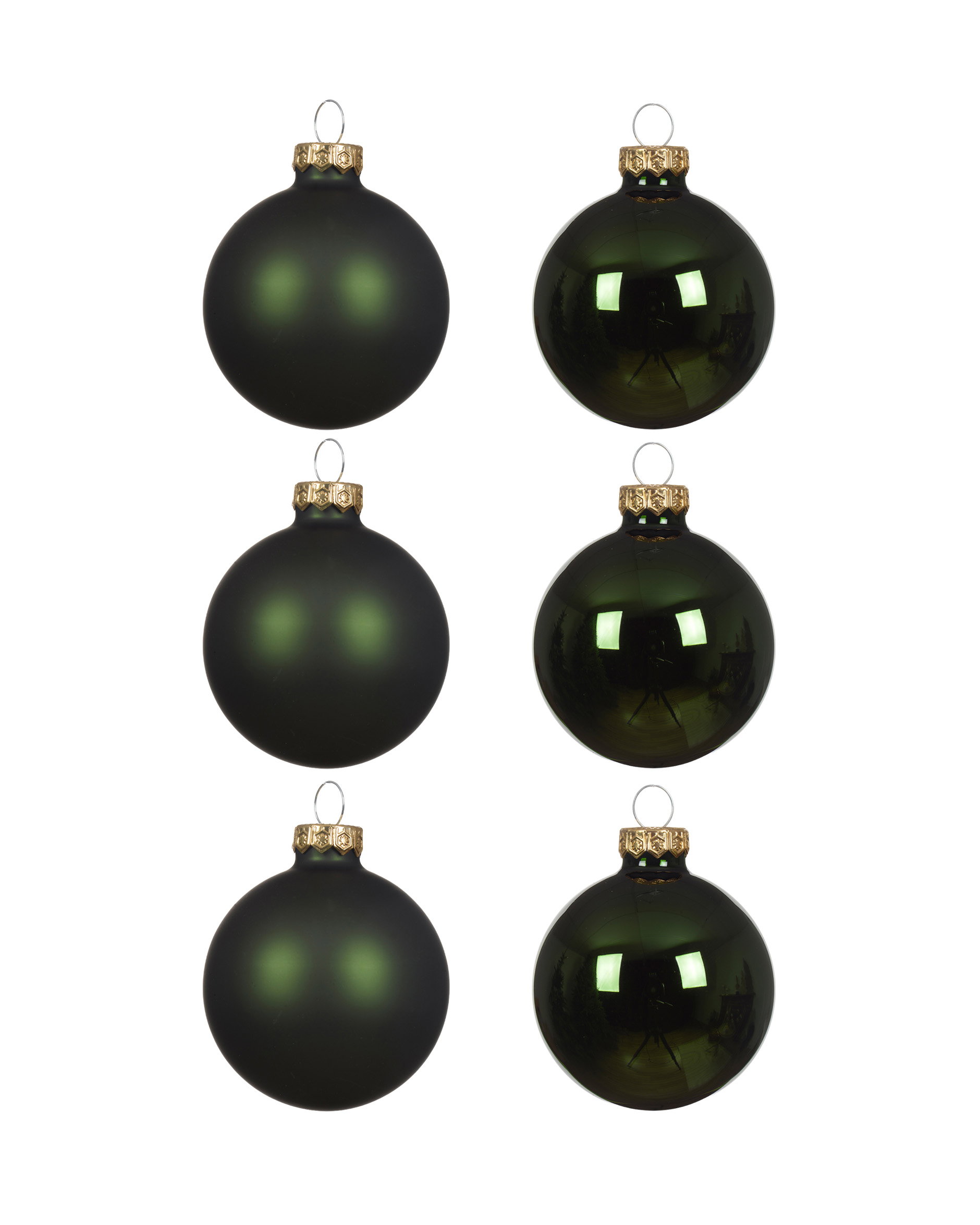 Minette green Christmas baubles, 6-pack