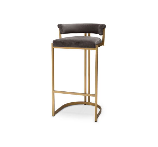 Grijs - Dante Bar Stool Black Velvet