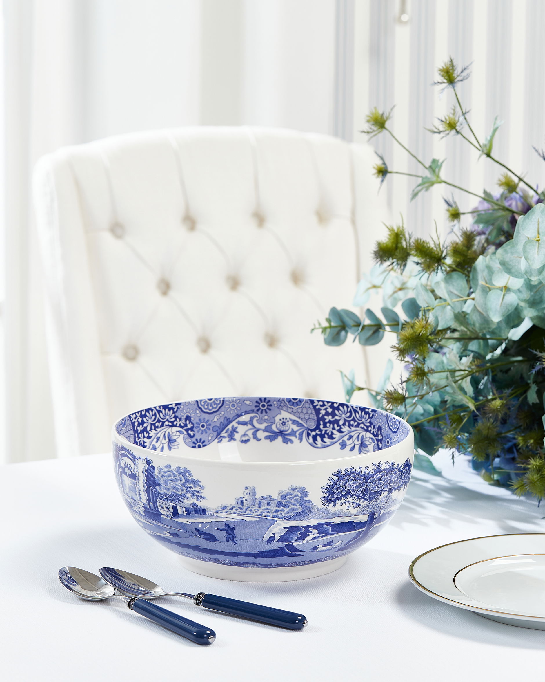 Blue Italian serveringsskål blå/vit