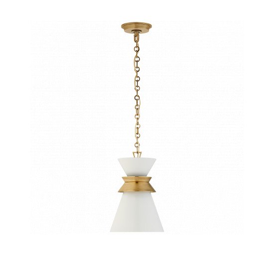 null - Alborg Small Stacked Pendant Antique- Burnished Brass/White Shade