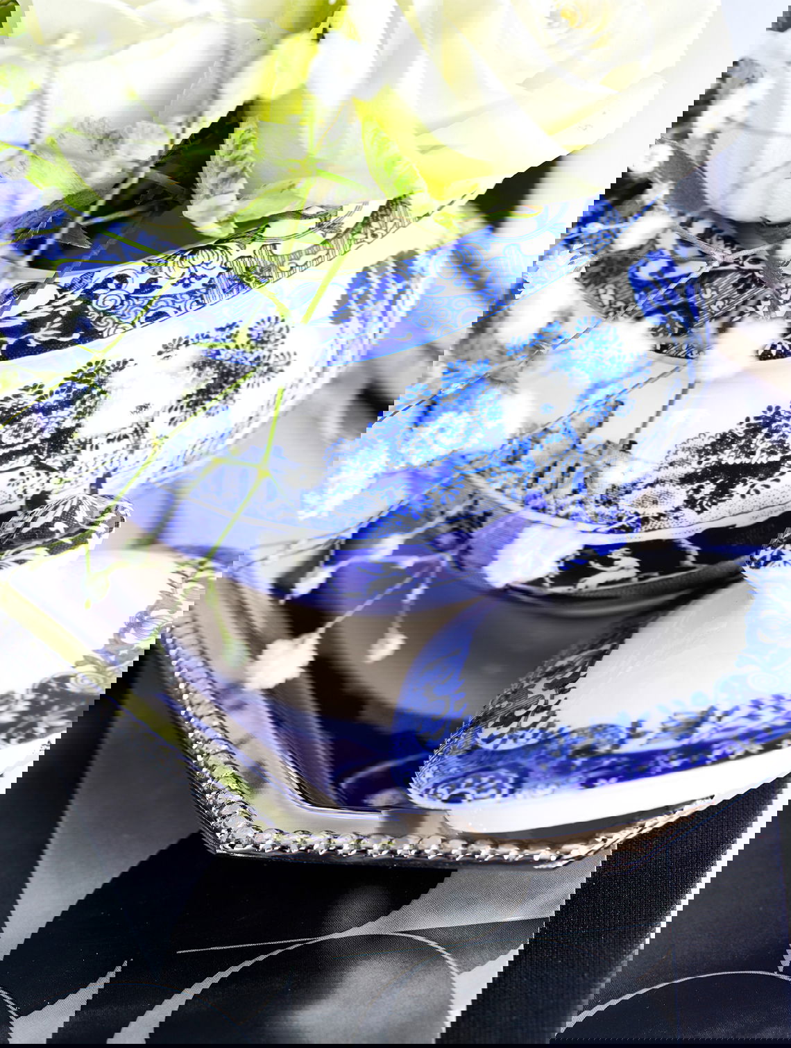 Blue Italian sockerskål blå/vit