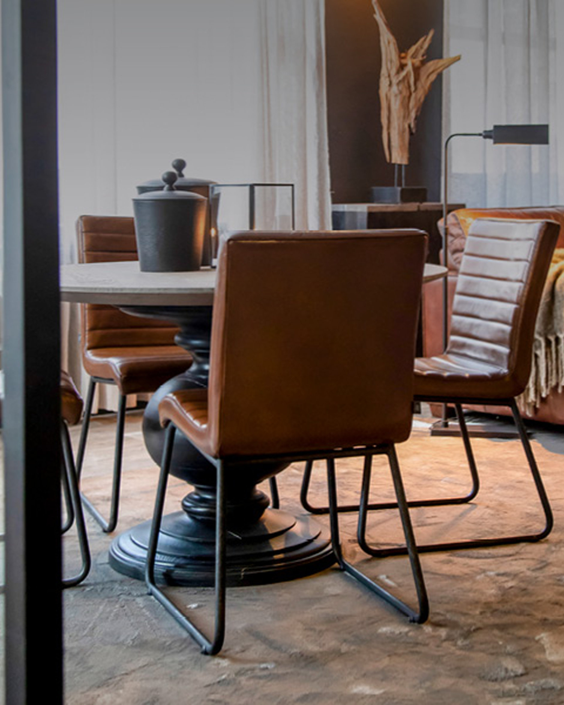Sabina Dining Chair Leather Light Brown