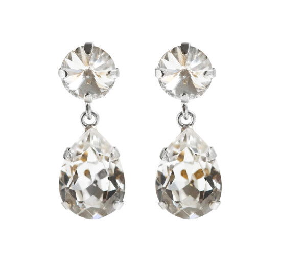 Rhodium - Classic Drop Earrings Crystal