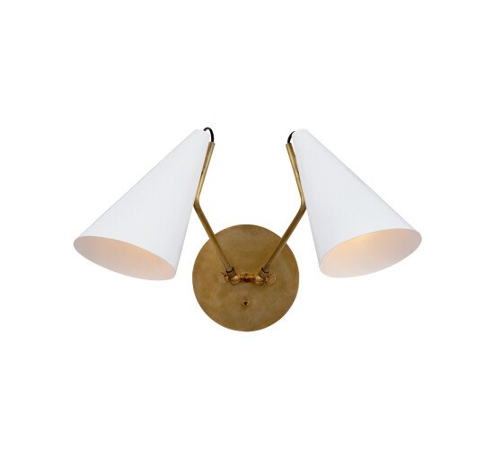 Hand-Rubbed Antique Brass/Matte White - Clemente Double Sconce Antique Brass