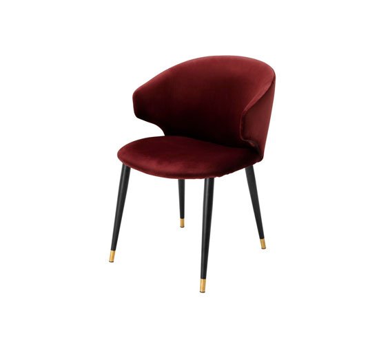 Roche bordeaux red velvet - Volante dining chair velvet roche dark green