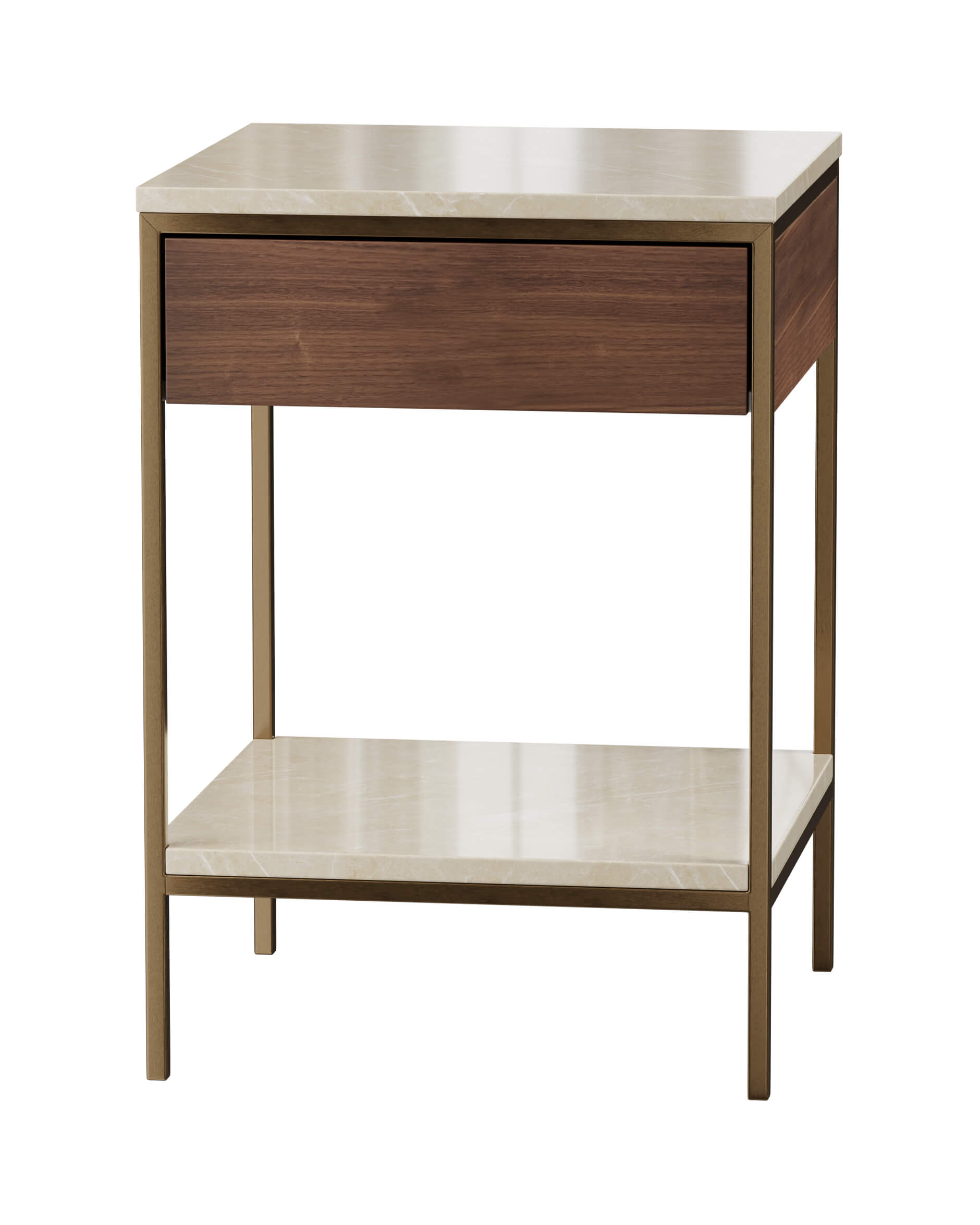 Erin SIde Table Table Brass Walnut Beige