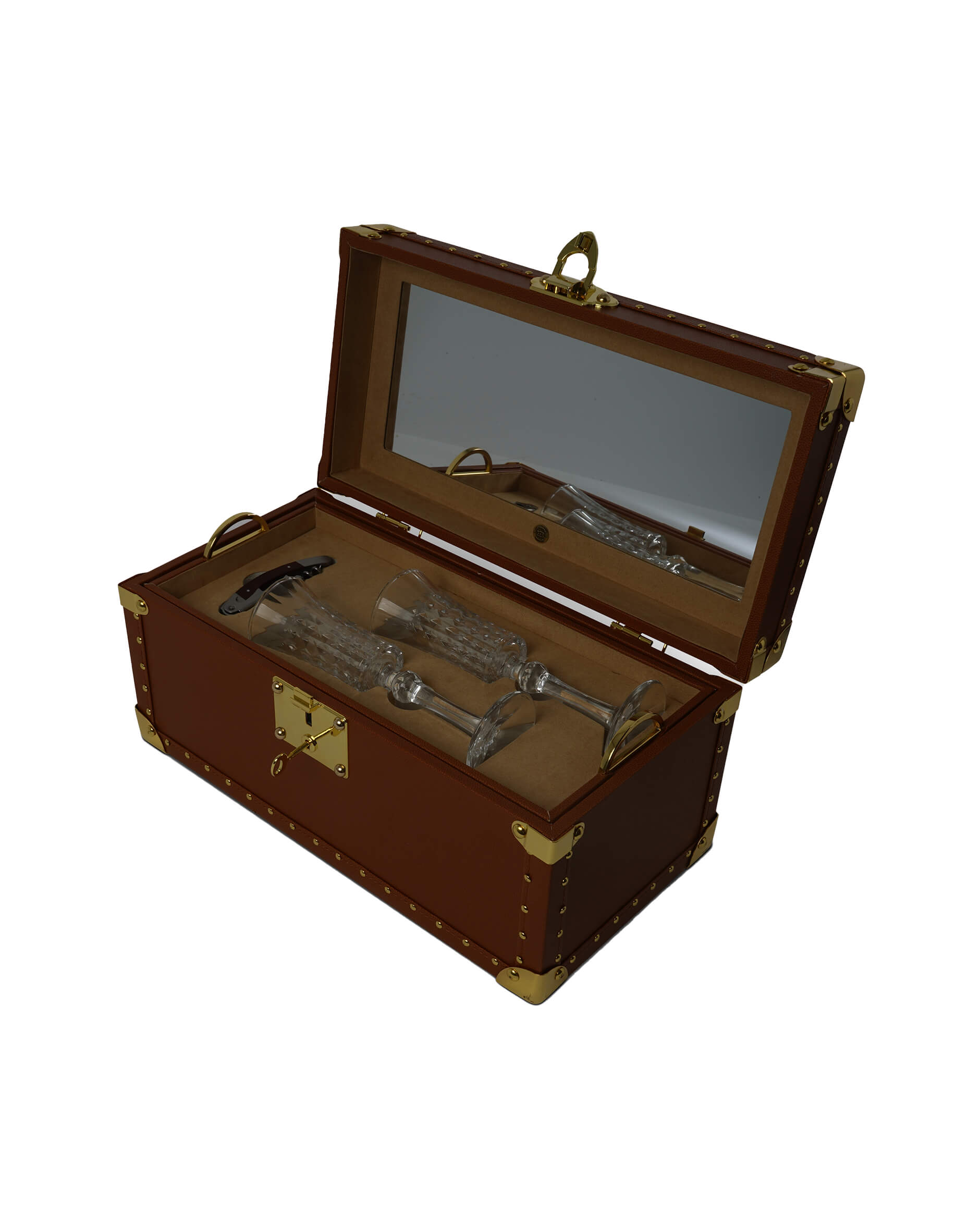 Vinglas förvaringslåda brun