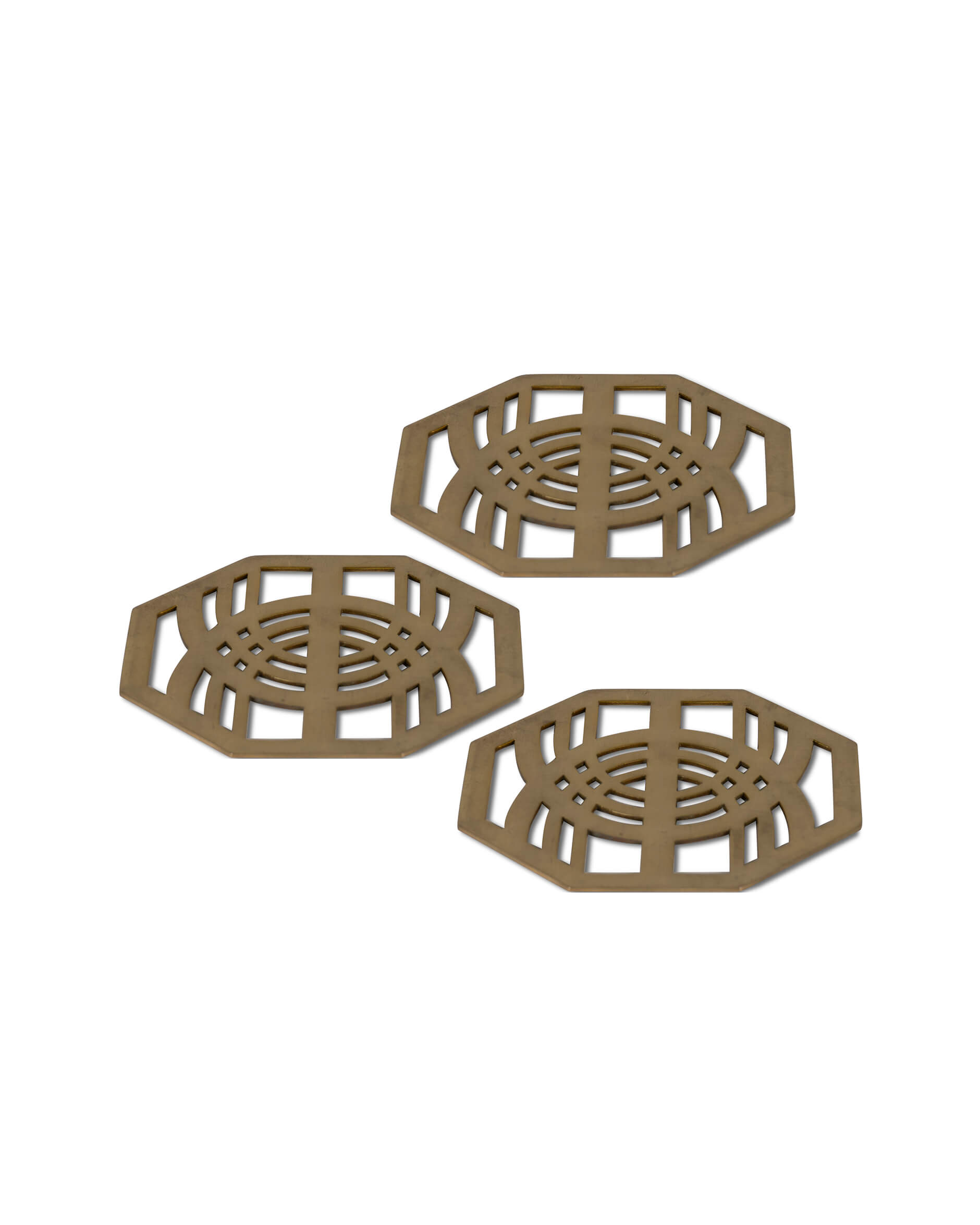 Art Deco glasunderlägg mässing 3-set