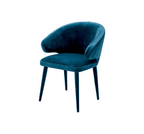 Roche teal velvet - Cardinale matstol sammet roche teal blue