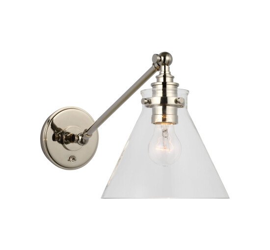 null - Parkington Single Library Wall Light Antique Brass/Clear