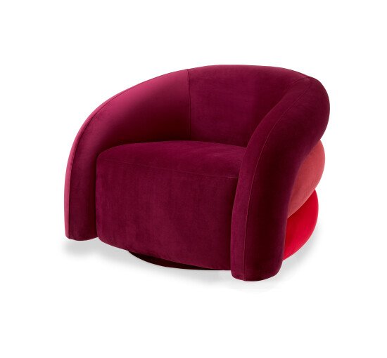 Savona bordeaux red - Novelle Swivel Chair lyssa off-white