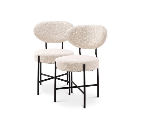 Läs mer om Vicq matstol bouclé cream 2-set