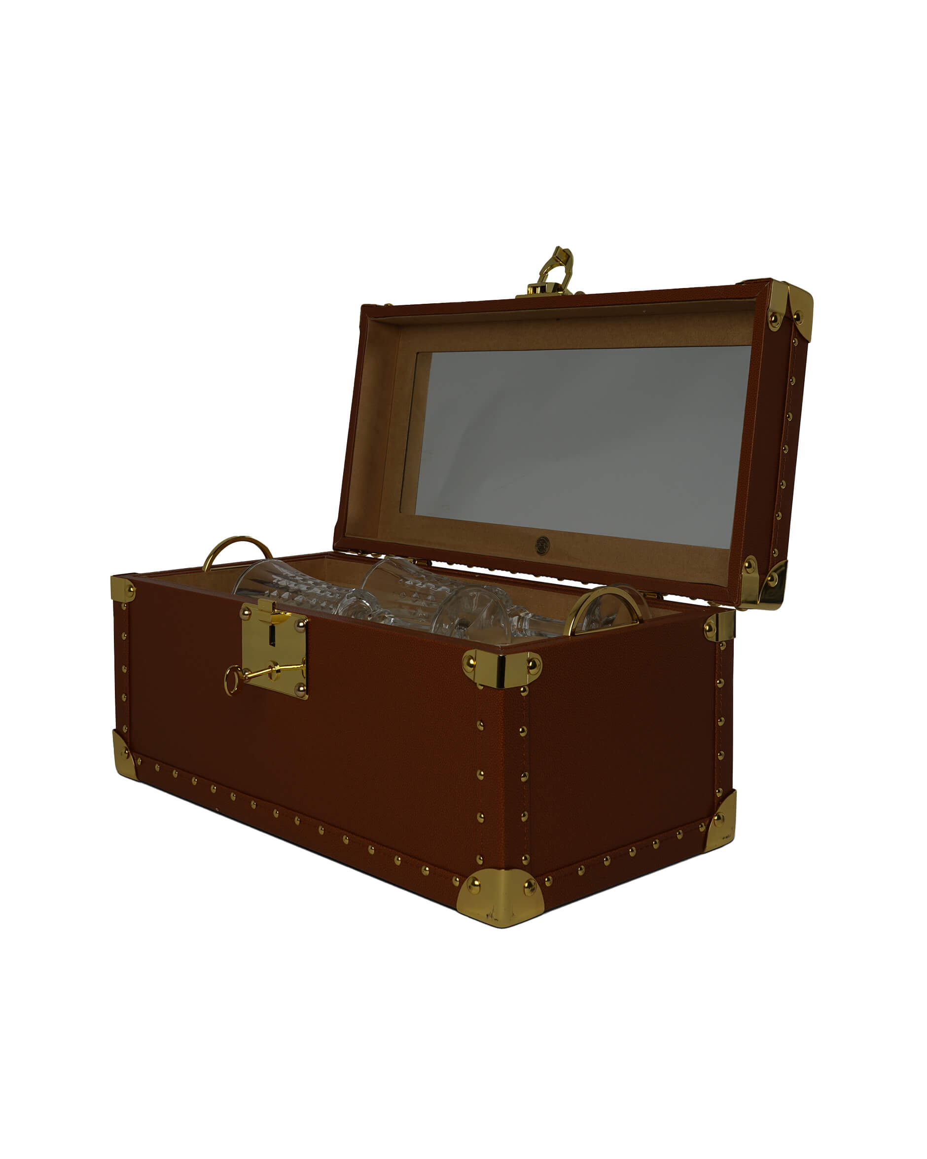 Vinglas förvaringslåda brun