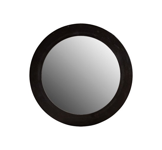 Svart - Enya spegel mässing rund