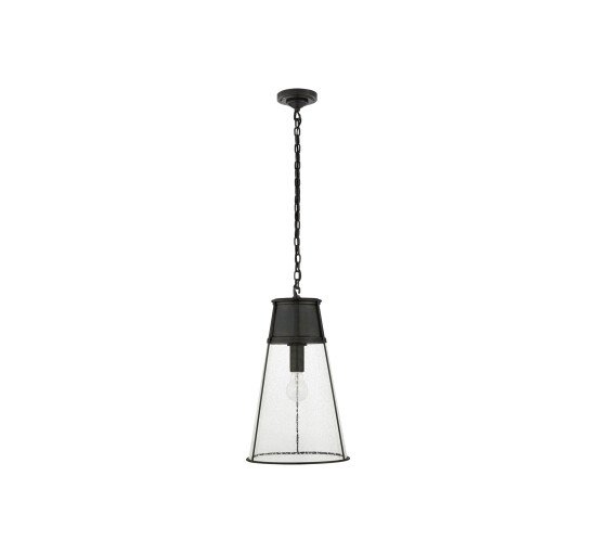 null - Robinson Large Pendant Polished Nickel/Seeded Glass