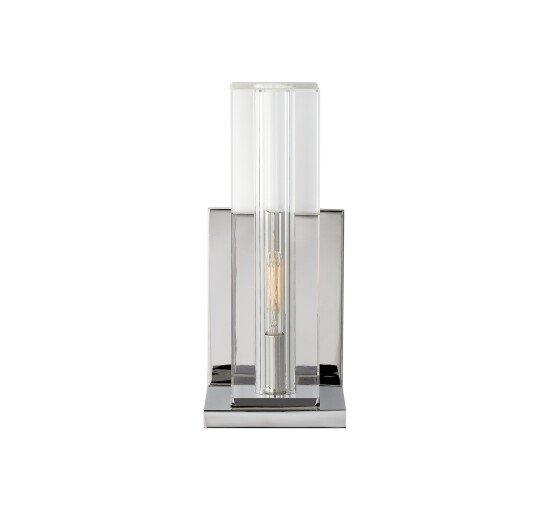 Polished Nickel - Ambar Tall Wall Light Crystal and Antique Brass