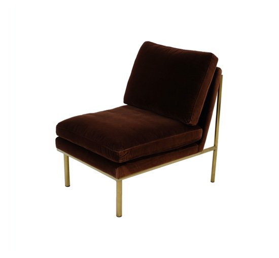 Rust - April lounge chair midnight blue / brass