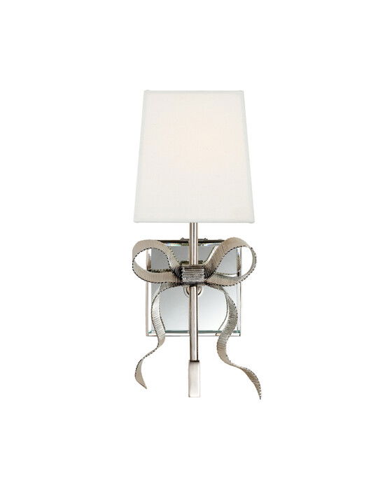Ellery Gros-Grain Bow vägglampa nickel/cream