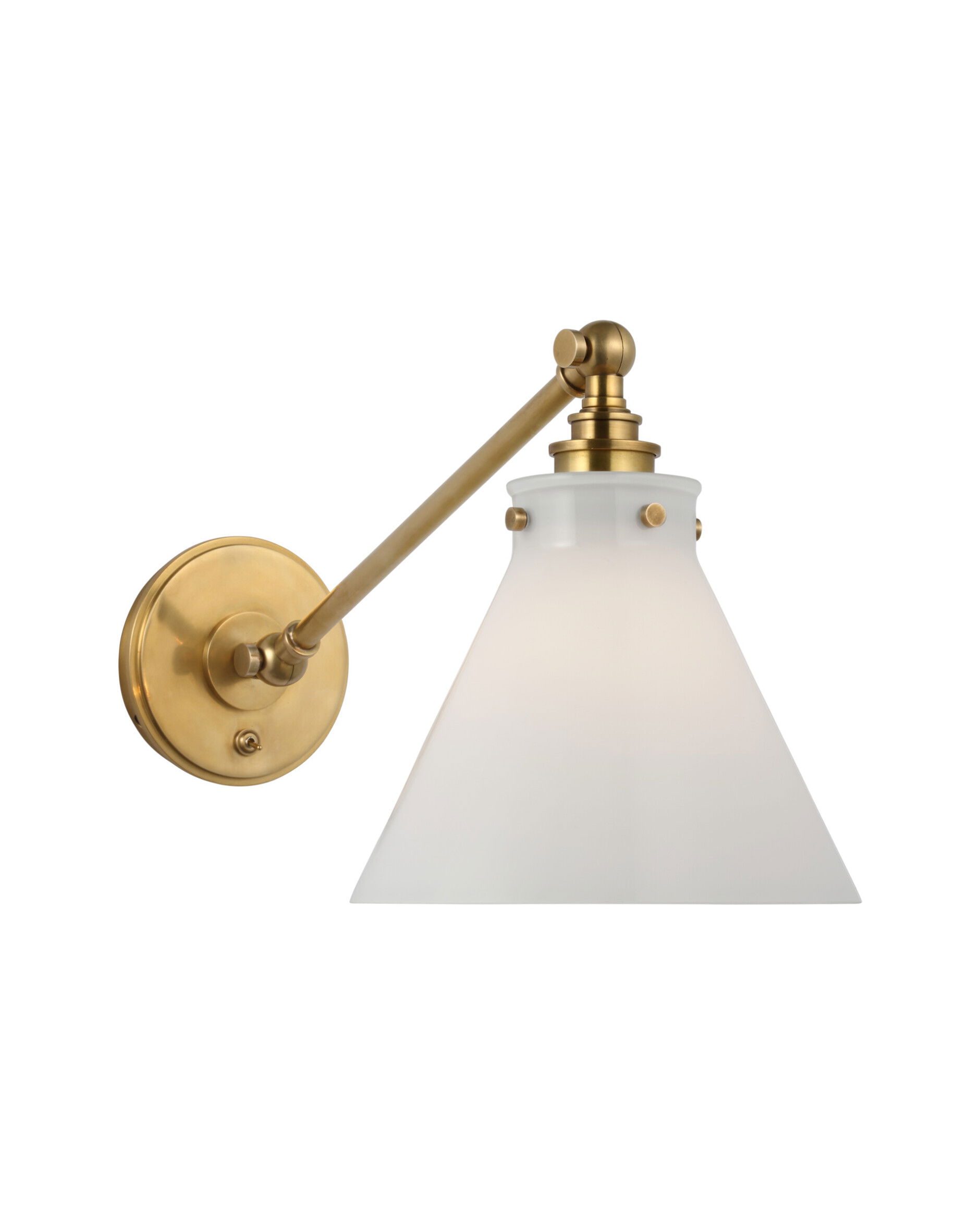 Parkington vägglampa antik mässing/vit