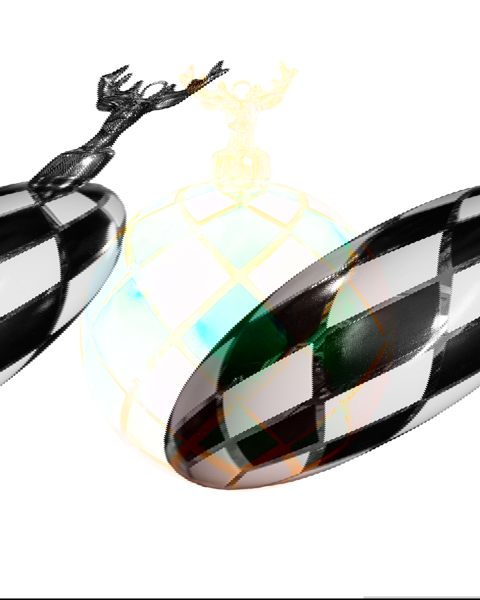 Damian Bauble Green/White 10cm