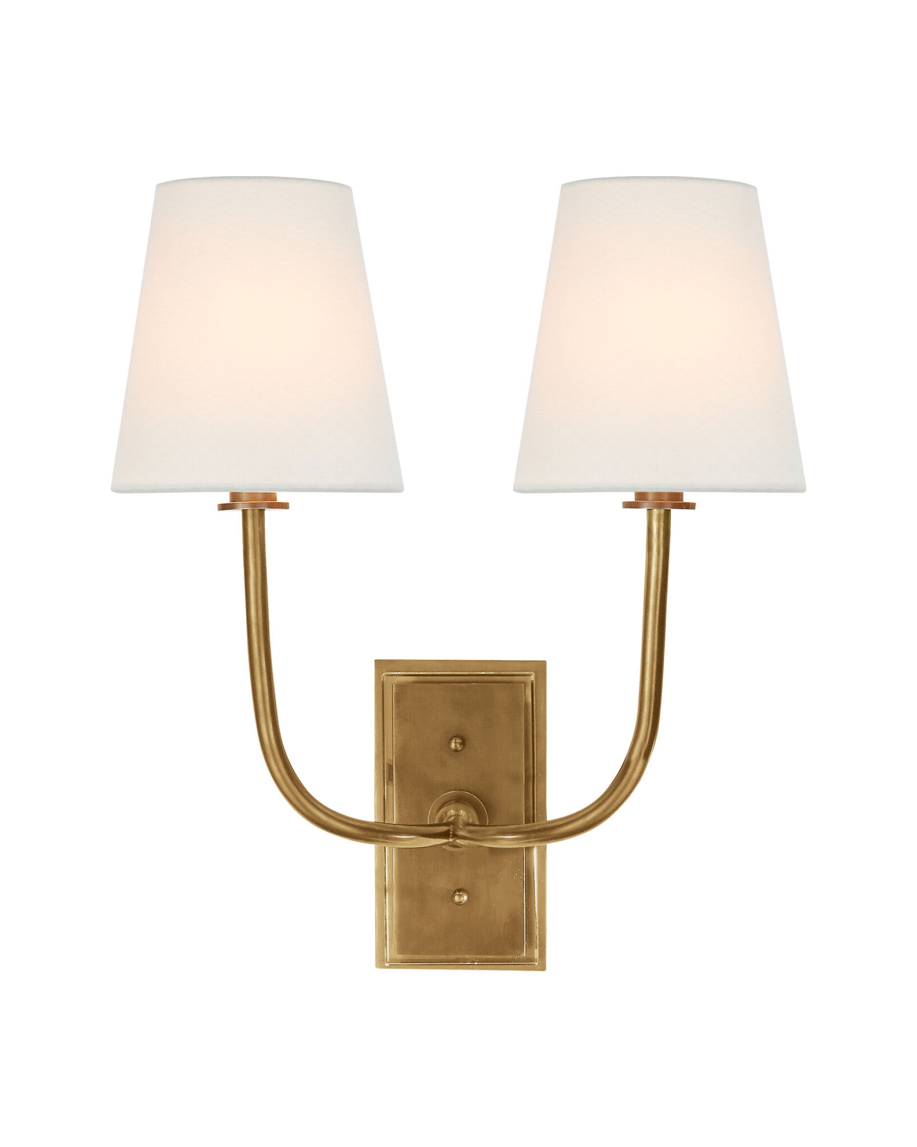 Hulton vägglampa dubbel antik mässing