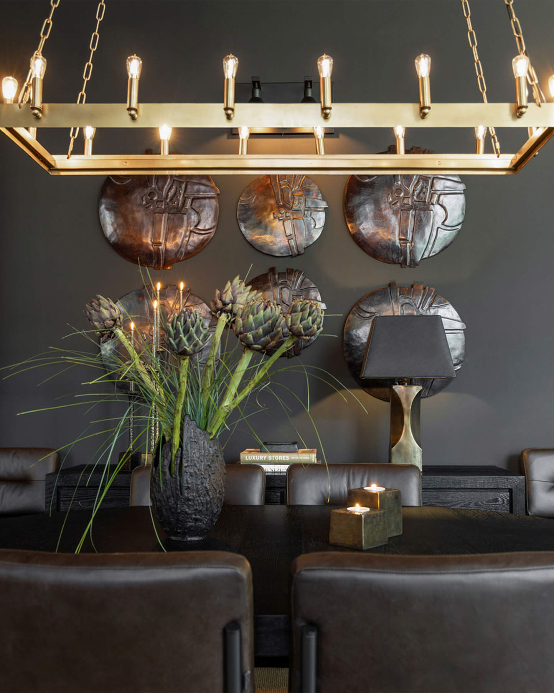 Crown Rectangular taklampa antik mässing