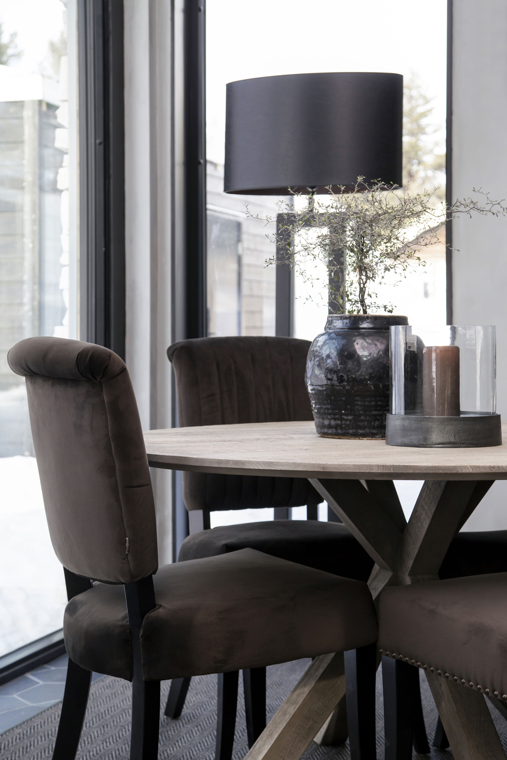 Tree matbord rund pebbles grey