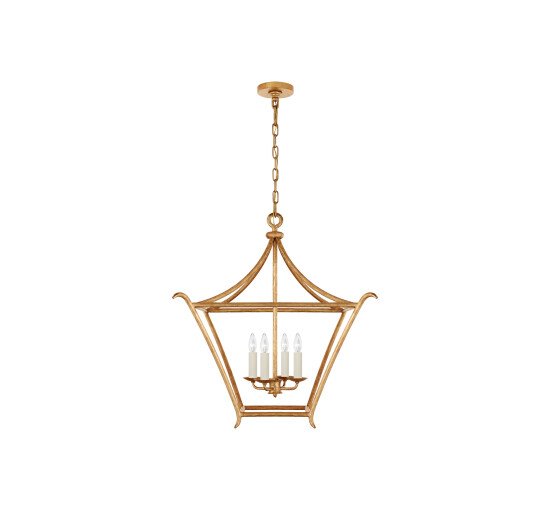 Antique Gold Leaf - Aria Medium Square Lantern White