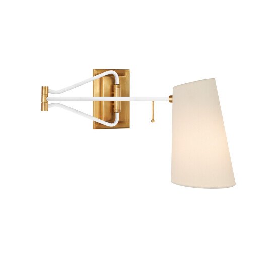 null - Keil Swing Arm Wall Light Antique Brass/White