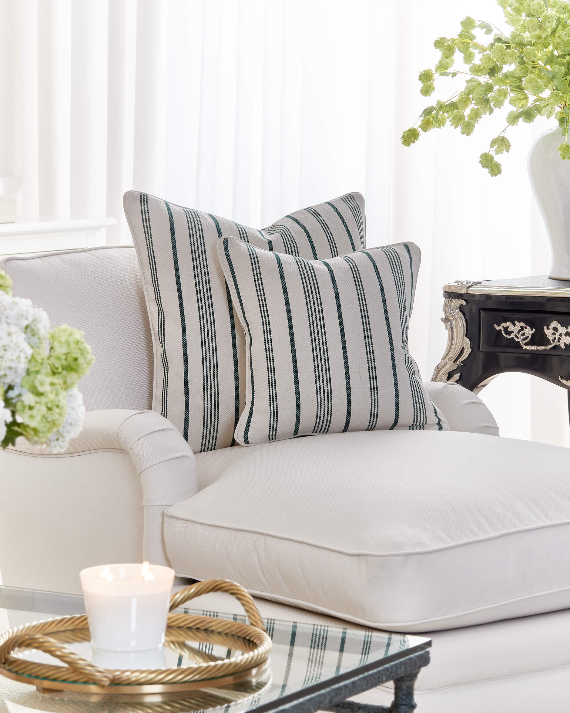 Glenda kuddfodral grön/vit