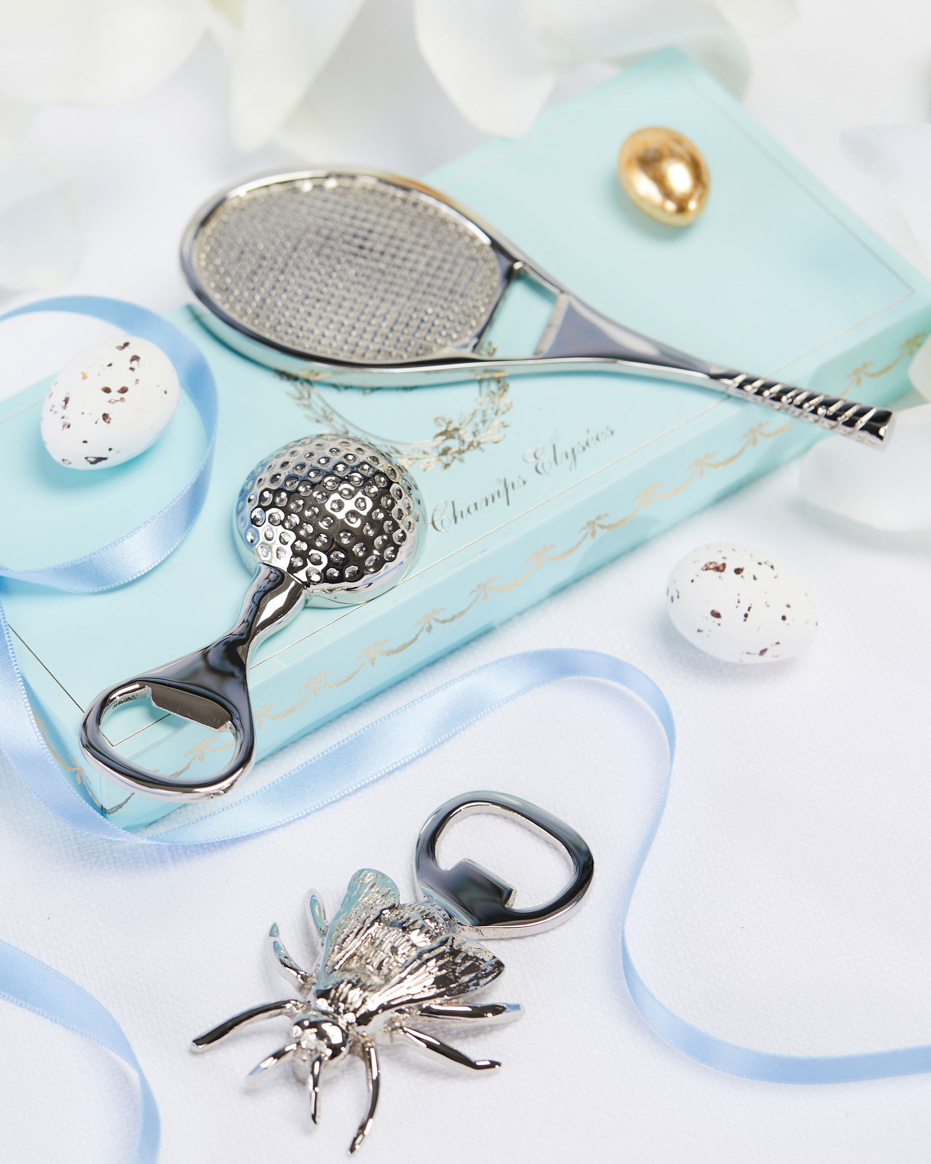 Tennisrack flasköppnare silver