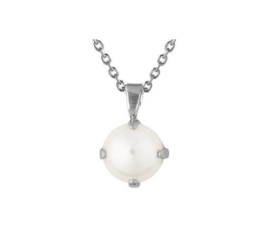 Pearl - Classic Petite Necklace Greige Rhodium