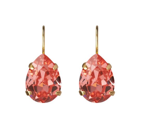Rose Peach - Mini Drop Clasp Earrings Crystal