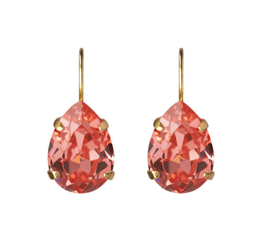 Rose Peach - Mini Drop Clasp Earrings Crystal