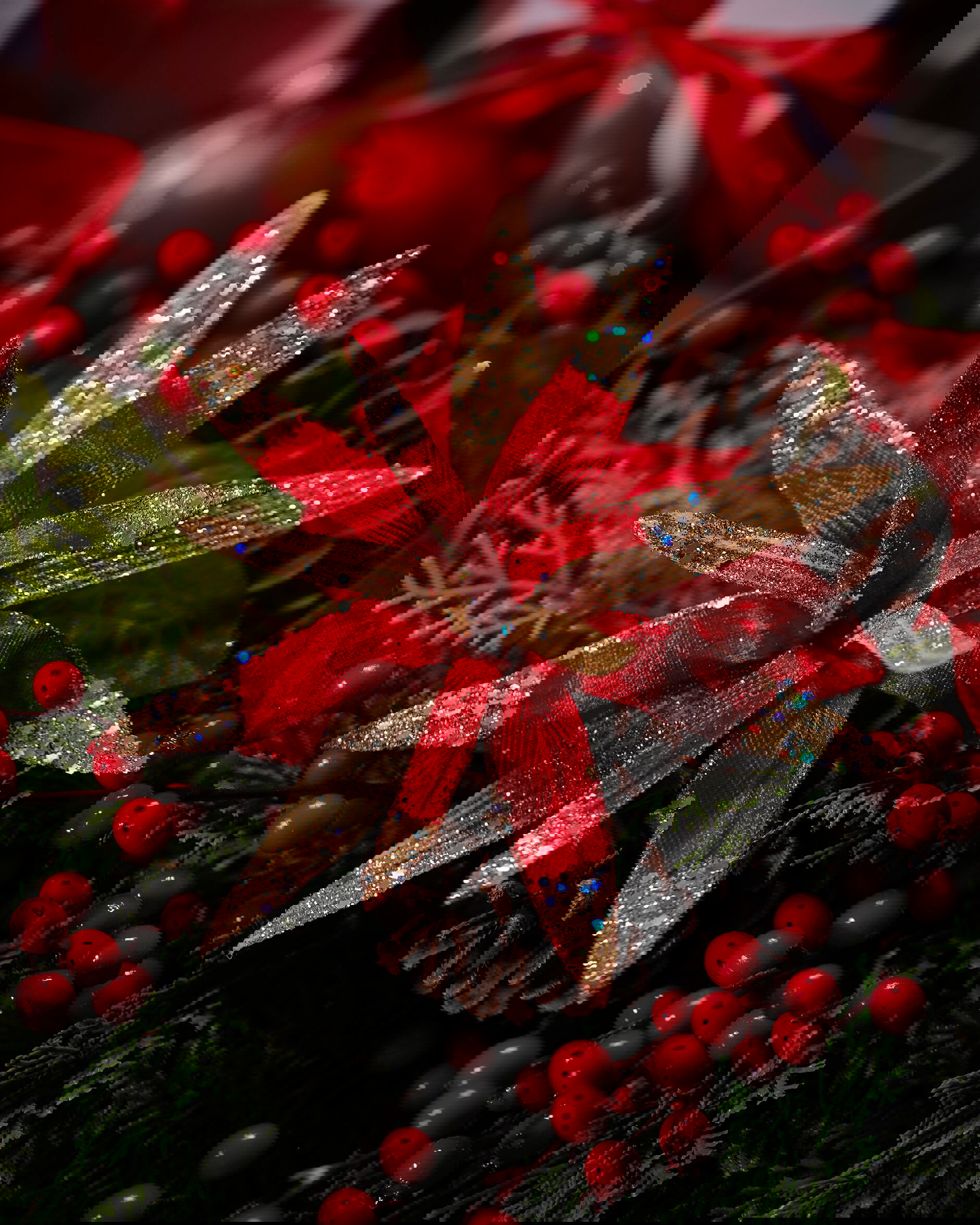 Jayden Flower Christmas Decoration Red