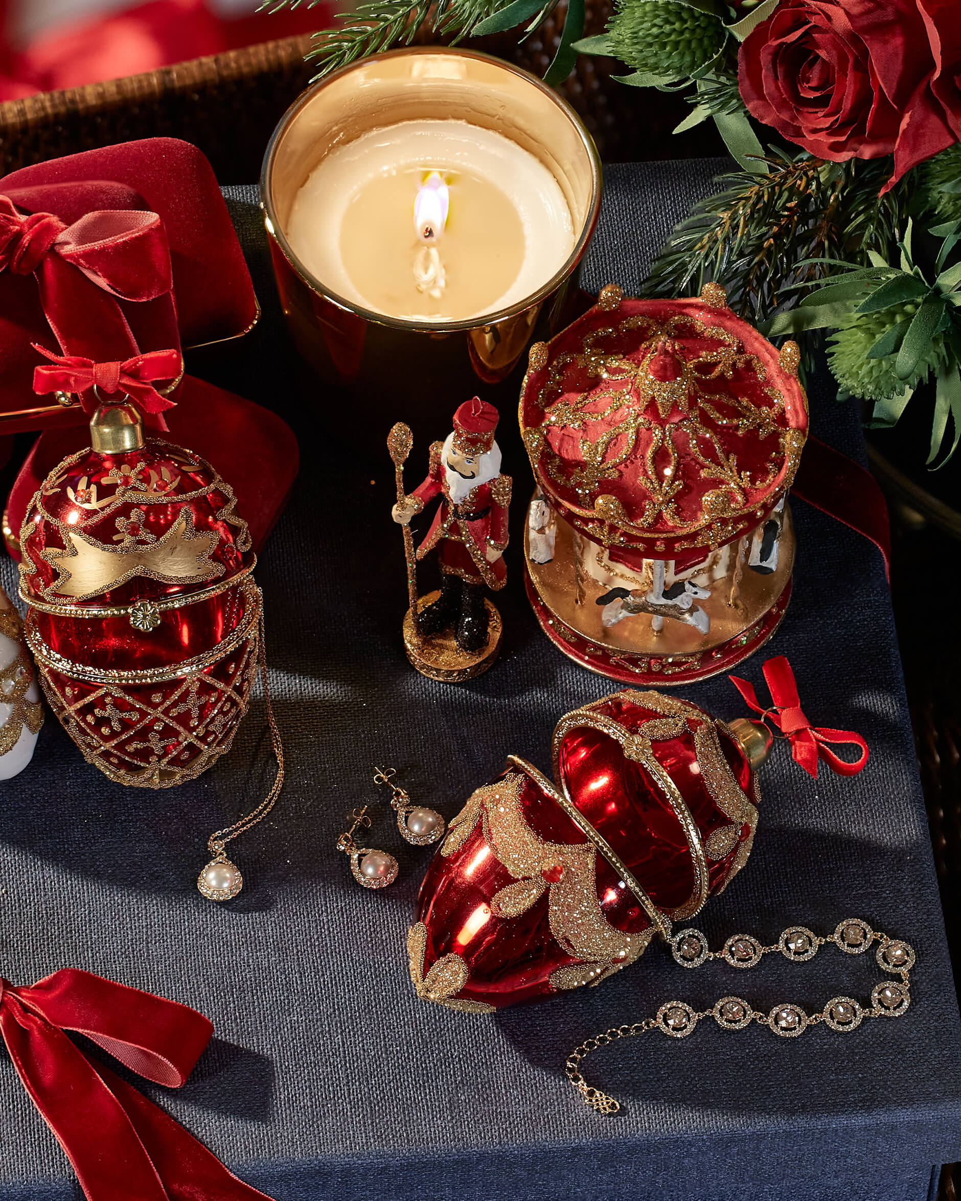 Winston fabergéägg juldekoration röd