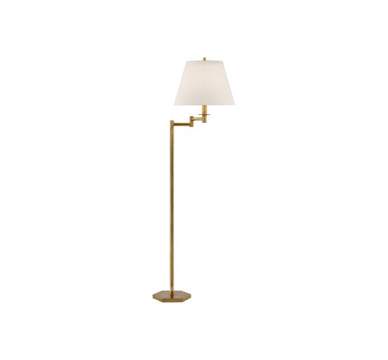 null - Olivier Swing Arm Floor Lamp Antique Brass Large