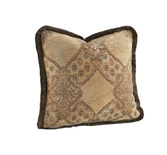 null - Miralago Paisley Cushion Cover Fringes Beige