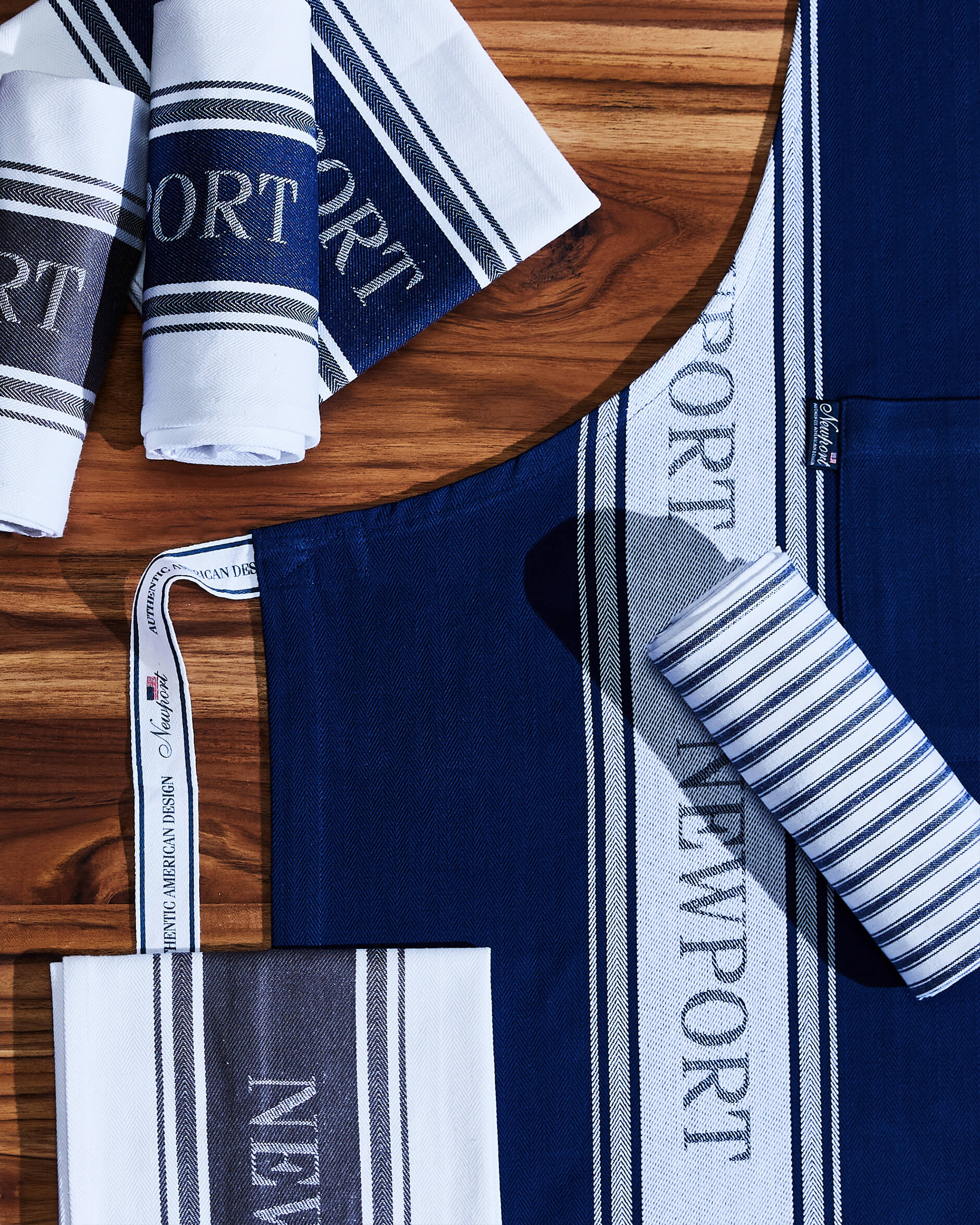 Provence förkläde blå/vit