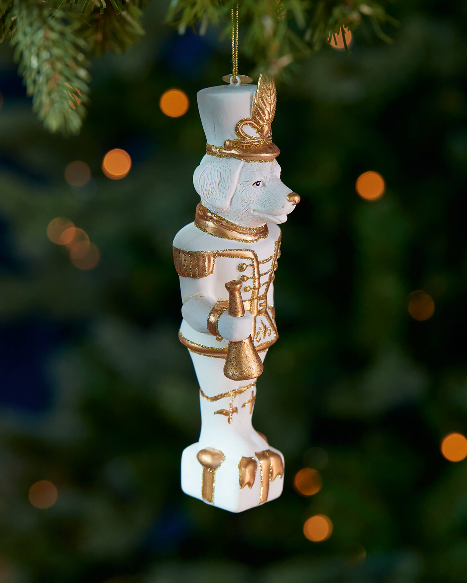 Cassian hund julgransdekoration vit/guld