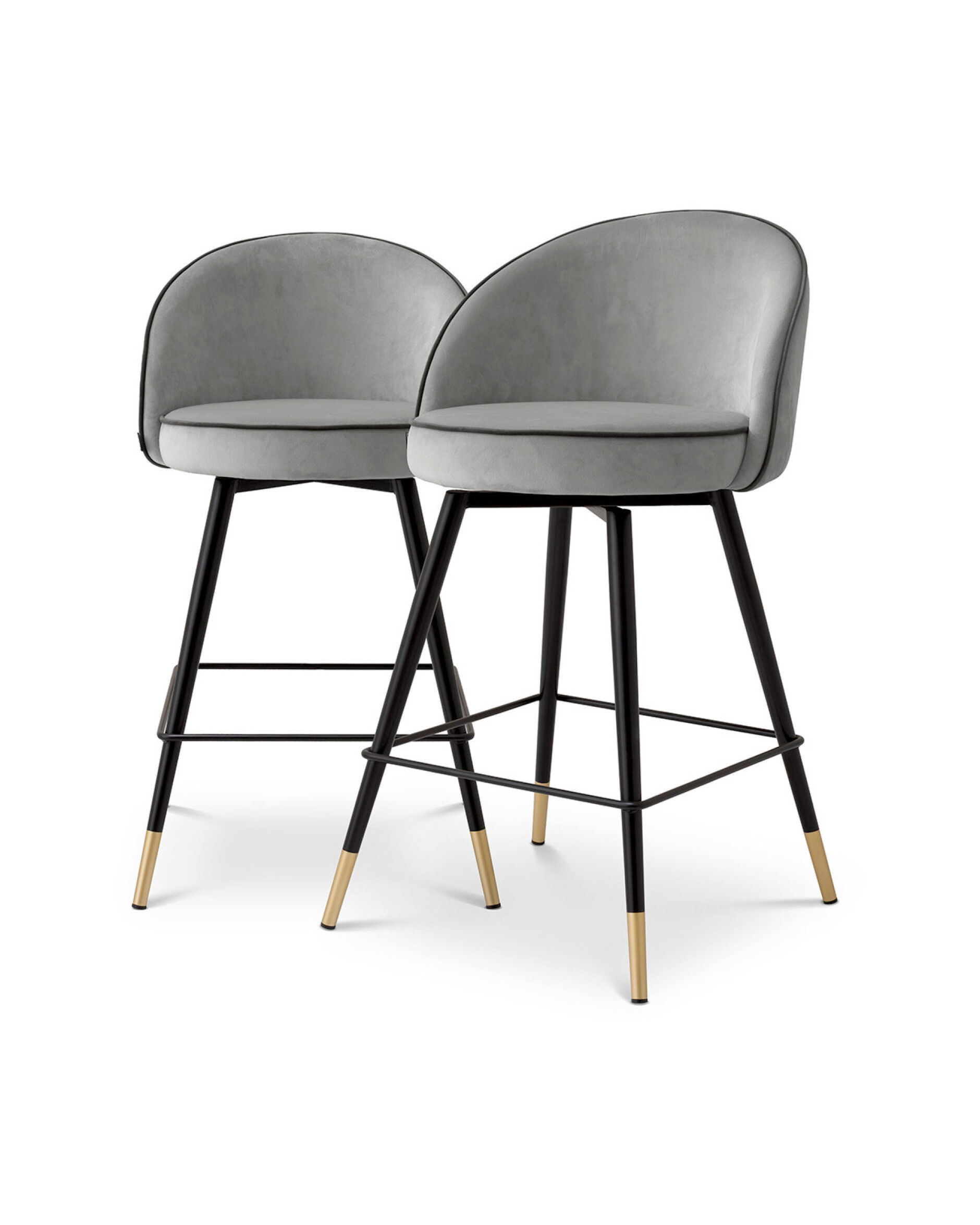 Cooper Counter Stool Roche Light Grey Velvet Set of 2