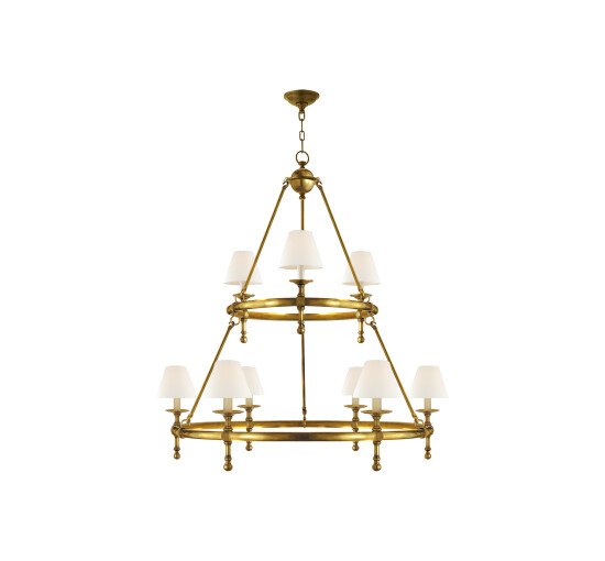 null - Two-Tier Ring Chandelier Antique Brass