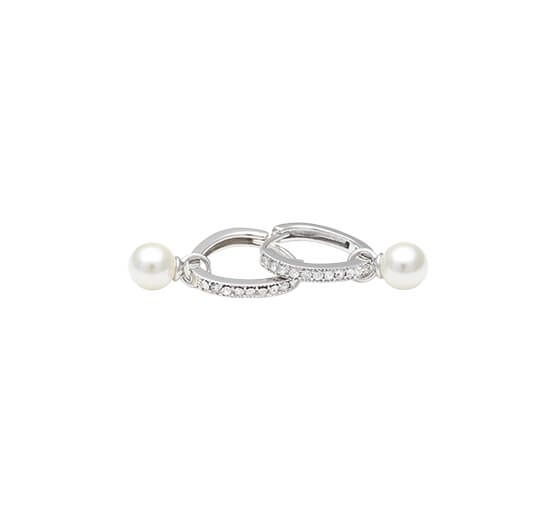 Ivory Pearl / Silver - Petite Kennedy Hoops Earrings Ivory Pearl