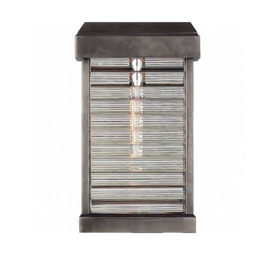 null - Dunmore Small Curved Glass Louver Sconce Antique-Burnished Brass
