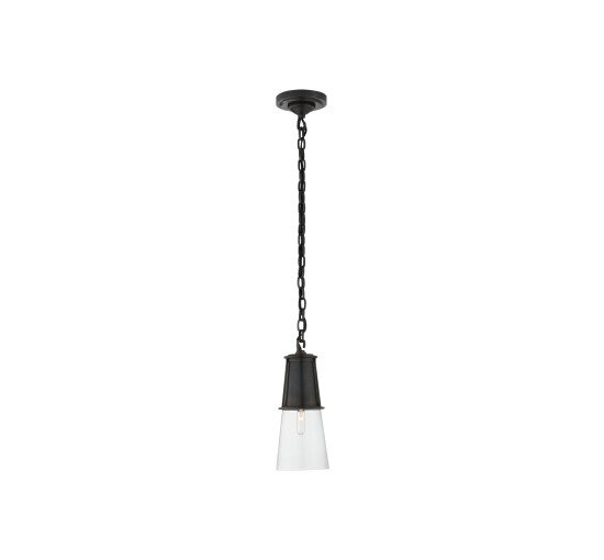 null - Robinson Small Pendant Antique Brass/Clear Glass