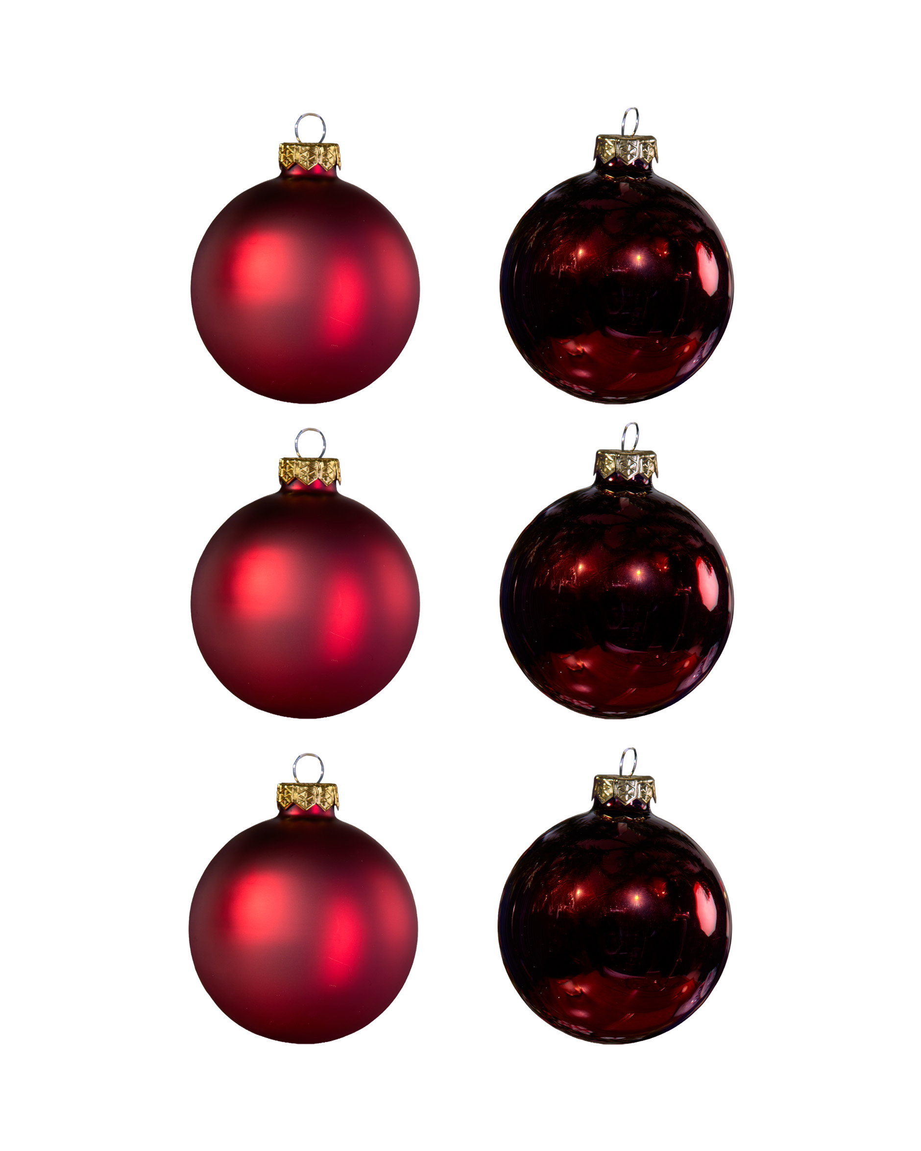 Juliette burgundy Christmas baubles 6-pack