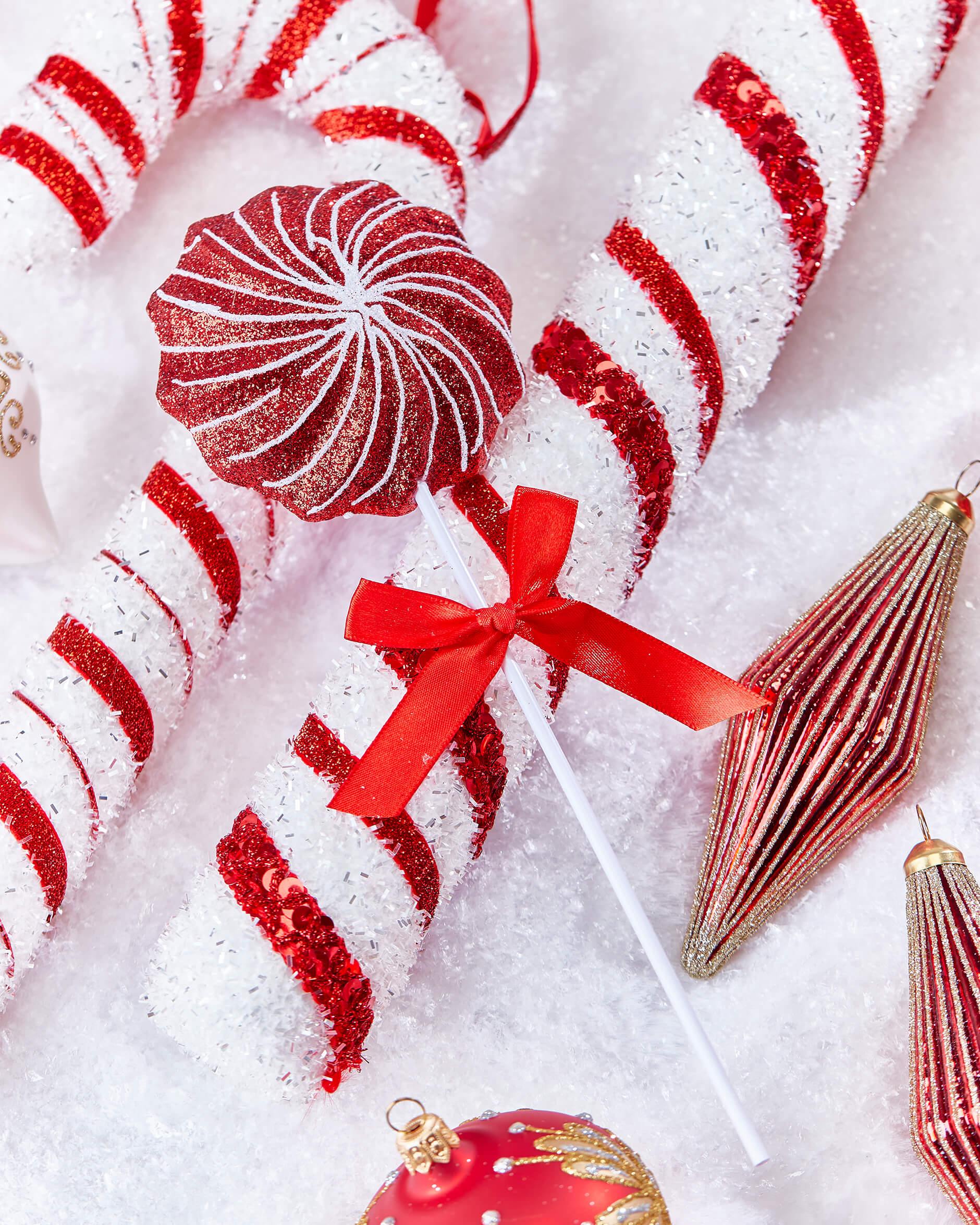 Polkaklubba julgransdekoration röd/vit